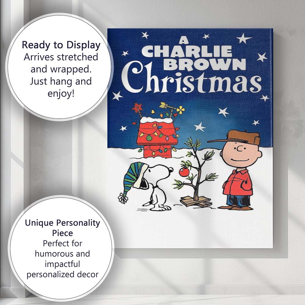 Blue Winter Festive Cartoon Character Christmas Night Artwork Canvas Wall Art Print Decor Picture Ready to Hang