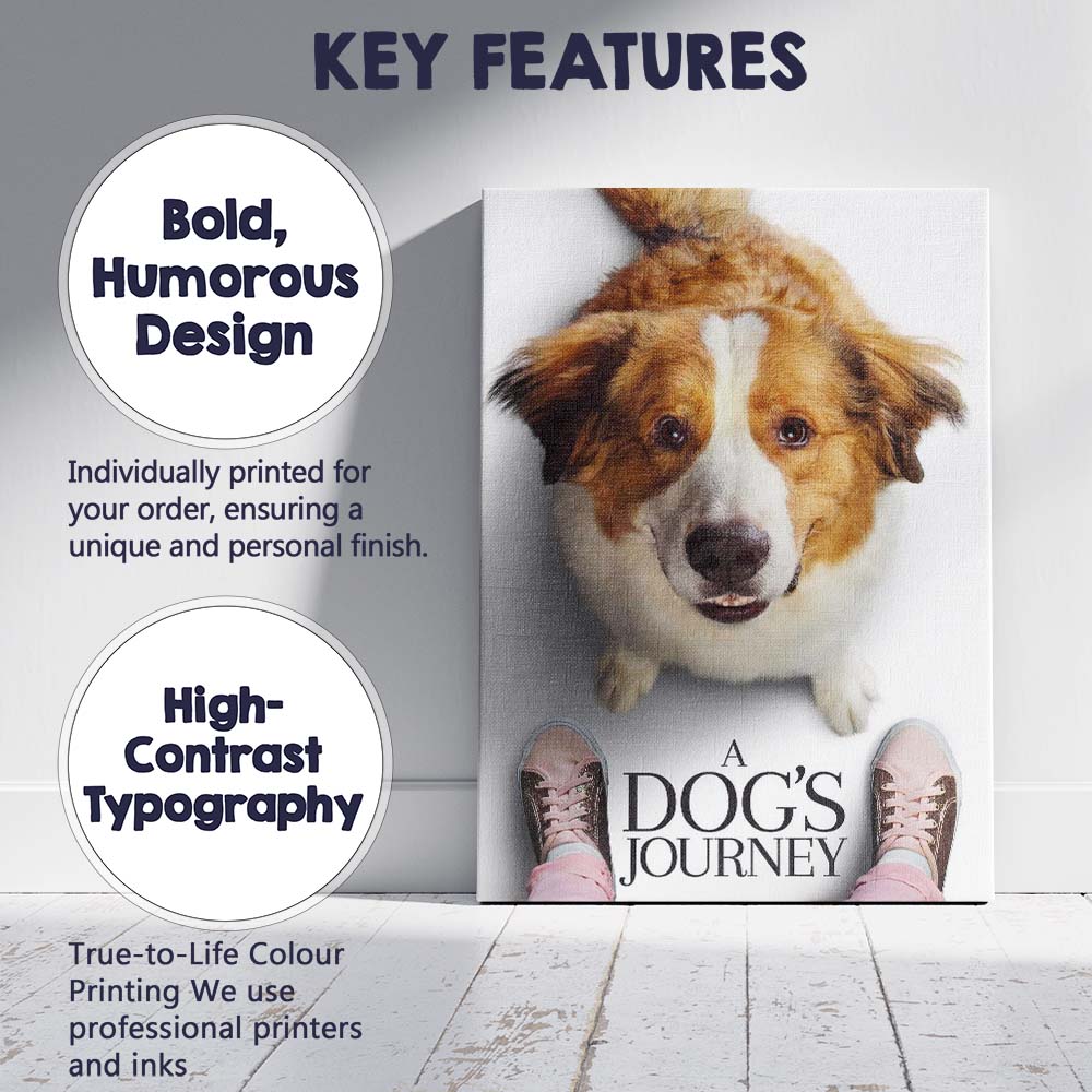 Cute Brown White Dog Portrait Heartwarming Pet Artwork Canvas Wall Art Print Decor Picture Ready to Hang