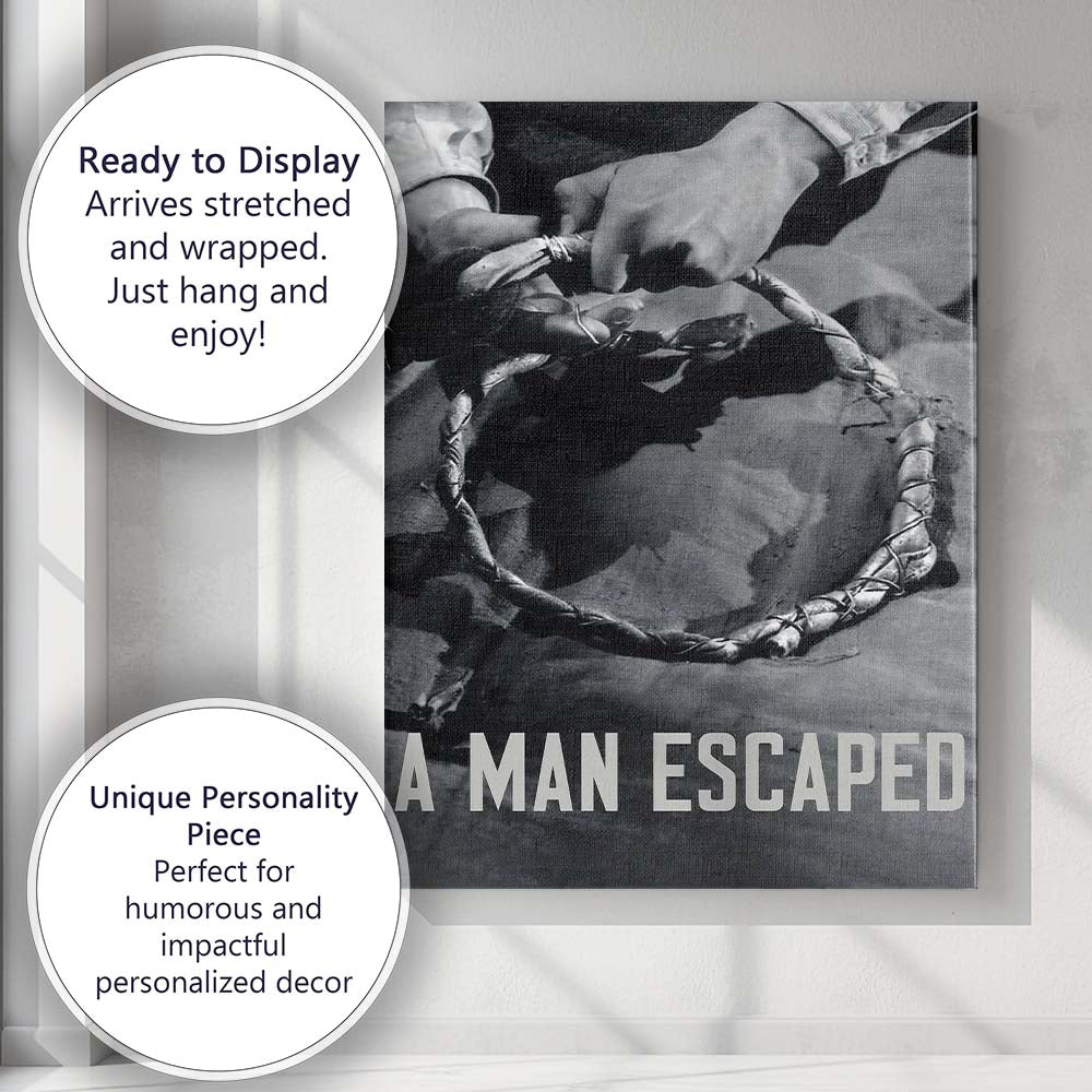 Black and White Prison Escape Rope Detail Classic French Cinema Photography Canvas Wall Art Print Decor Picture Ready to Hang