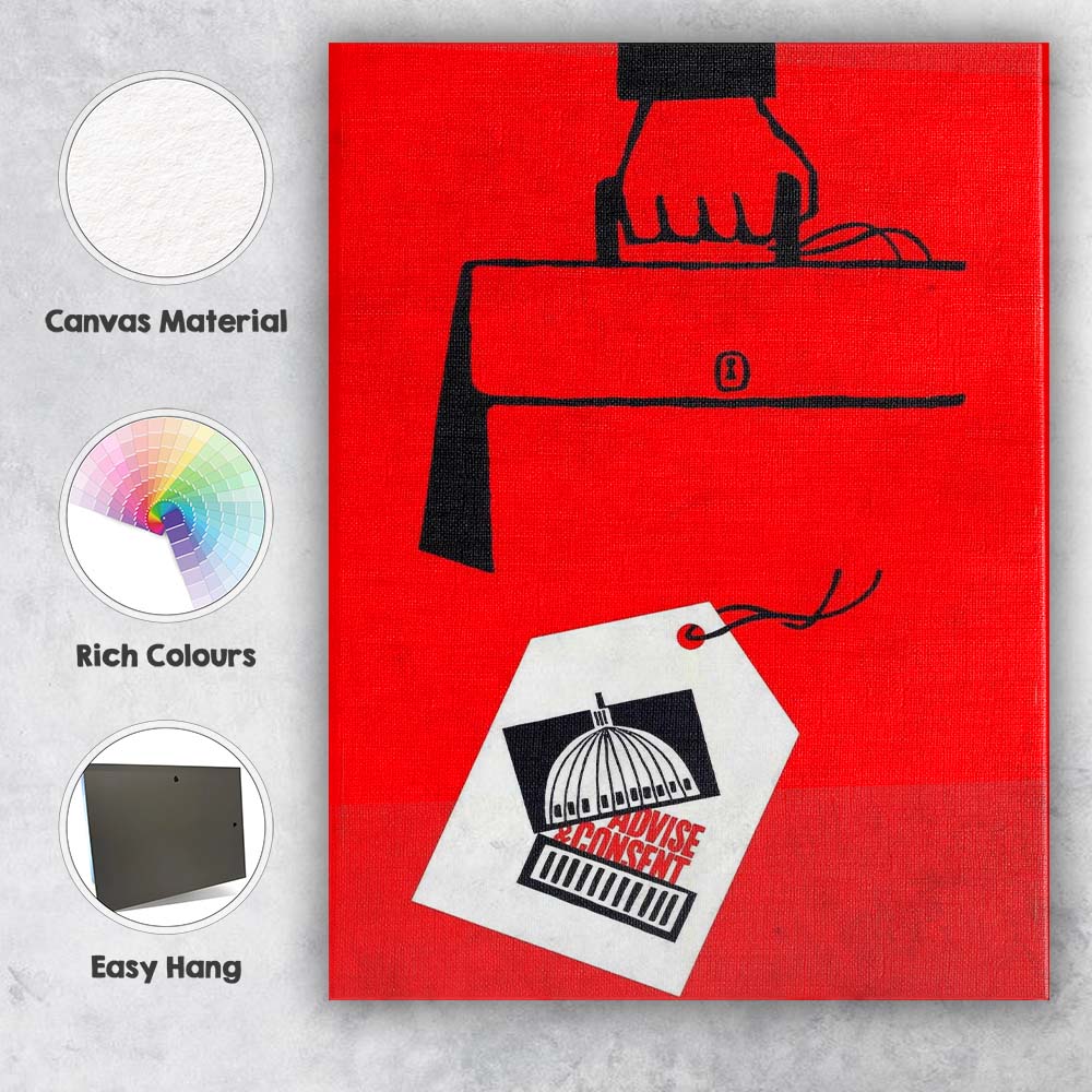 Red Black Political Protest Hand Holding Briefcase Government Reform Graphic Canvas Wall Art Print Decor Picture Ready to Hang