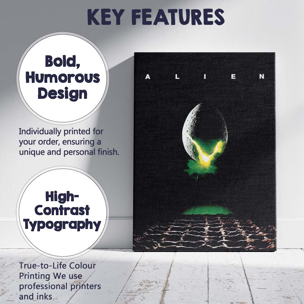 Minimalist Sci Fi Space Egg Dark Horror Film Inspired Artwork Canvas Wall Art Print Decor Picture Ready to Hang