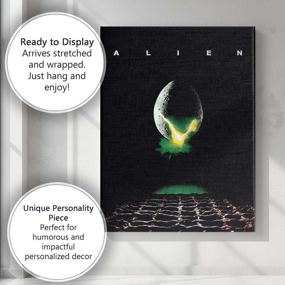 Minimalist Sci Fi Space Egg Dark Horror Film Inspired Artwork Canvas Wall Art Print Decor Picture Ready to Hang