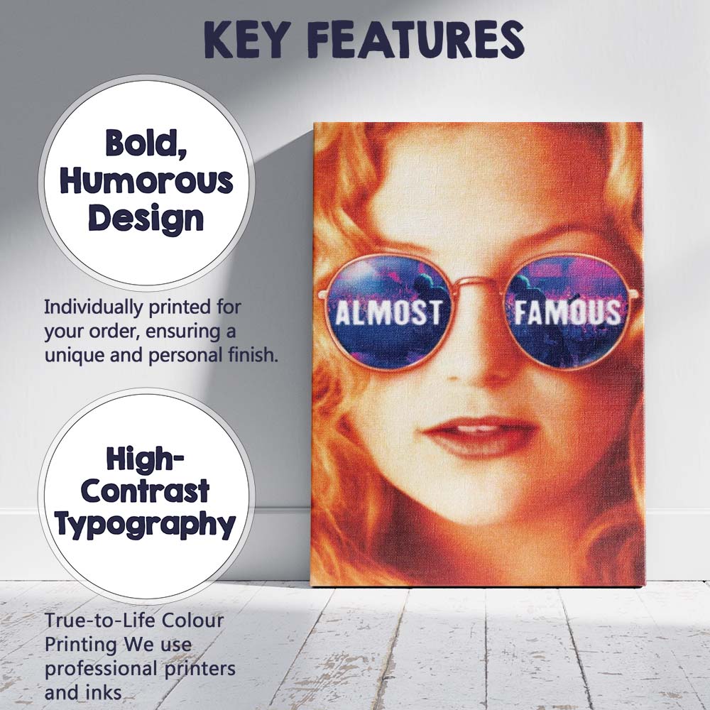 Warm Retro Music Industry Fame Reflection Sunglasses Portrait Artwork Canvas Wall Art Print Decor Picture Ready to Hang