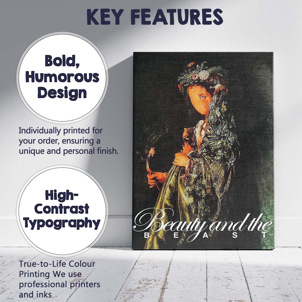 Dark Fantasy Floral Crown Portrait Gothic Fairytale Canvas Wall Art Print Decor Picture Ready to Hang