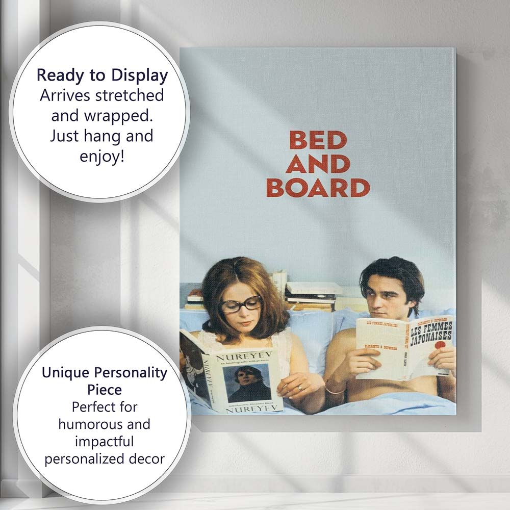 Minimalist Bedroom Couple Reading Contemporary Retro Lifestyle Canvas Wall Art Print Decor Picture Ready to Hang