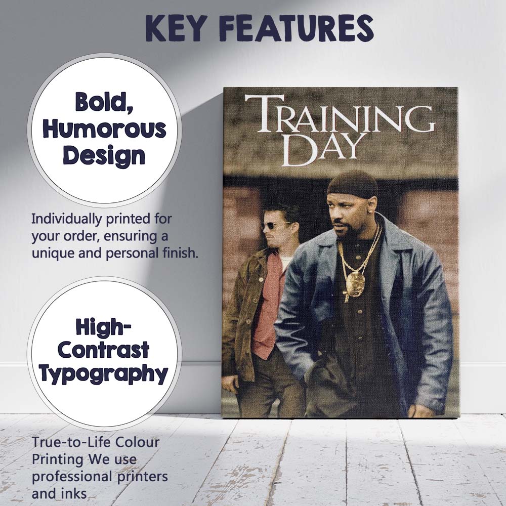 Urban Police Drama Training Day Gritty Crime Film Portrait Canvas Wall Art Print Decor Picture Ready to Hang