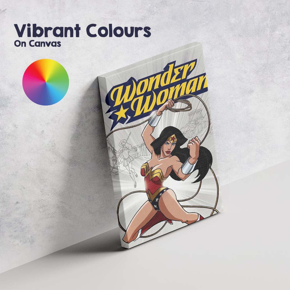 Classic Wonder Woman Superhero Action Comic Book Illustration Canvas Wall Art Print Decor Picture Ready to Hang