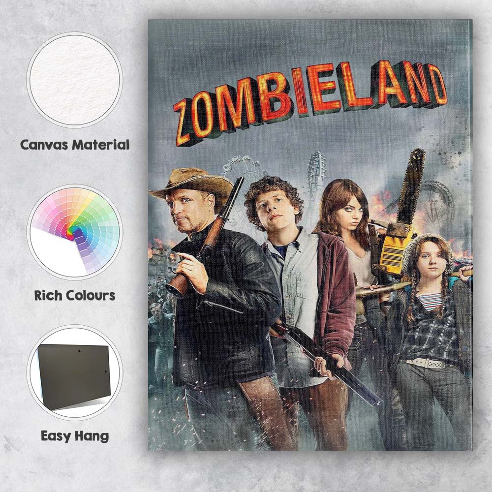 Zombie Apocalypse Comedy Cast Cinematic Action Adventure Poster Canvas Wall Art Print Decor Picture Ready to Hang