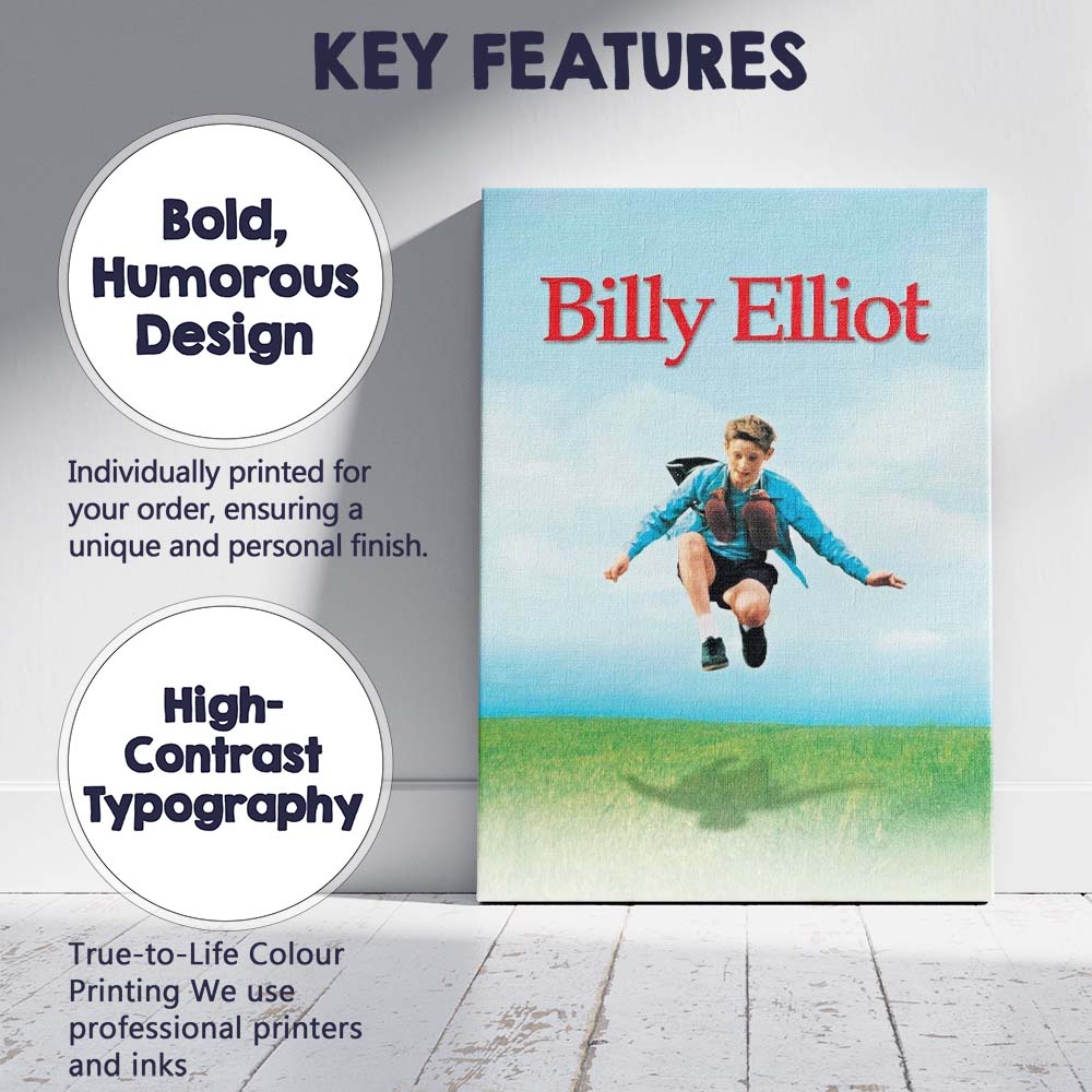 Billy Elliot Inspirational Youth Dance Drama Sky Jumping Figure Blue Green Landscape Canvas Wall Art Print Decor Picture Ready to Hang