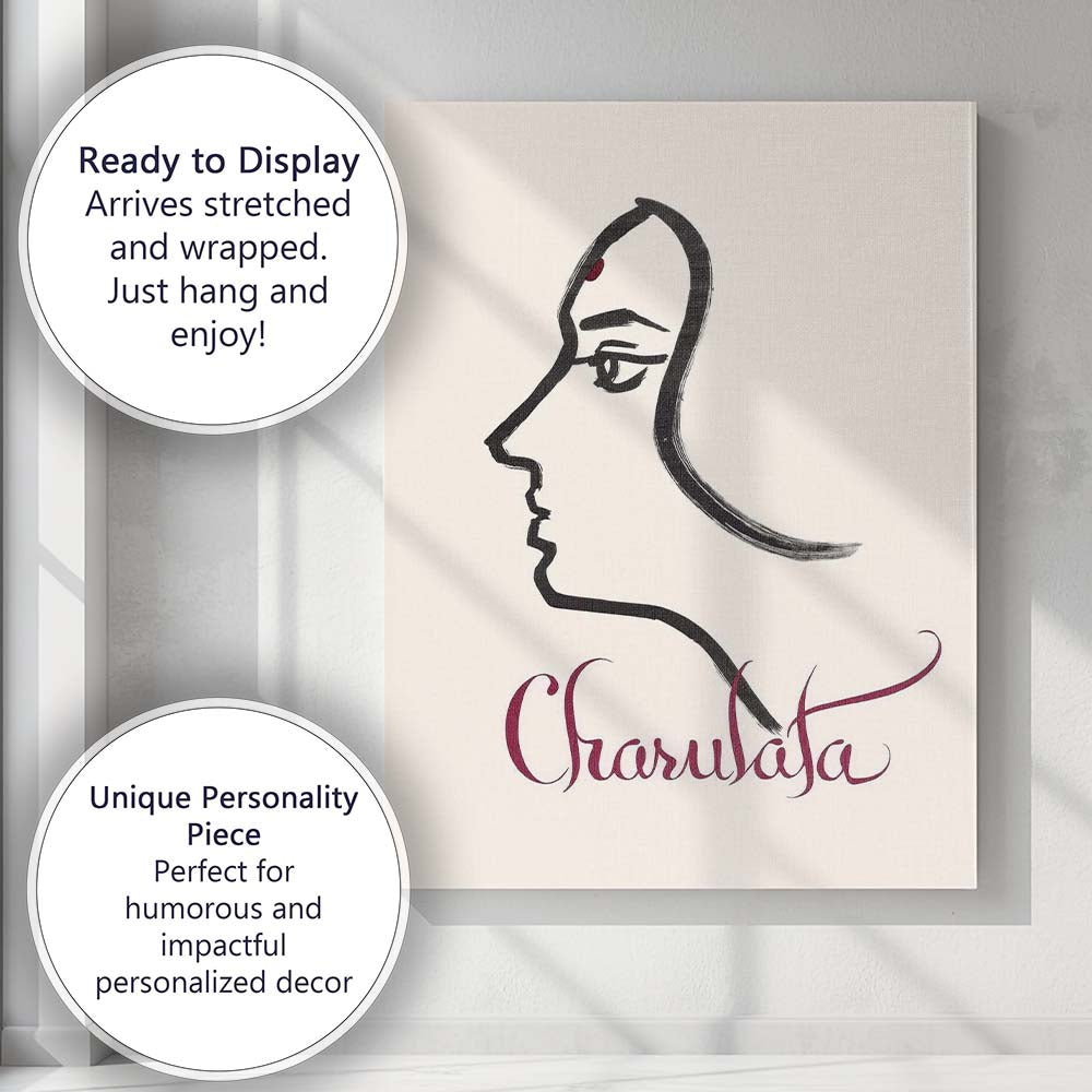 Minimalist Line Art Female Profile Contemporary Portrait Canvas Wall Art Print Decor Picture Ready to Hang