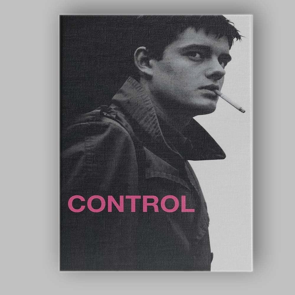 Black and White Moody Youth Portrait Pink Typography Control Inspired Canvas Wall Art Print Decor Picture Ready to Hang