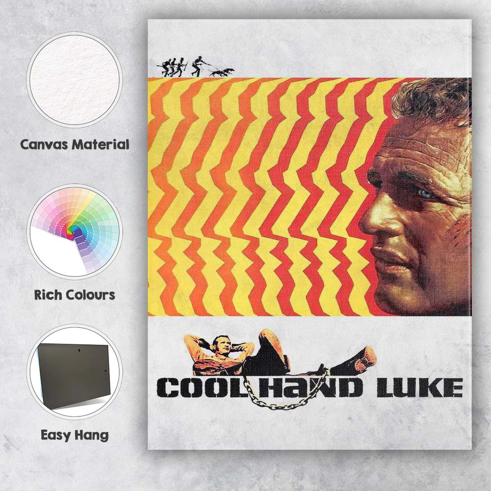 Mid Century Pop Art Prison Drama Cool Hand Luke Graphic Design Canvas Wall Art Print Decor Picture Ready to Hang