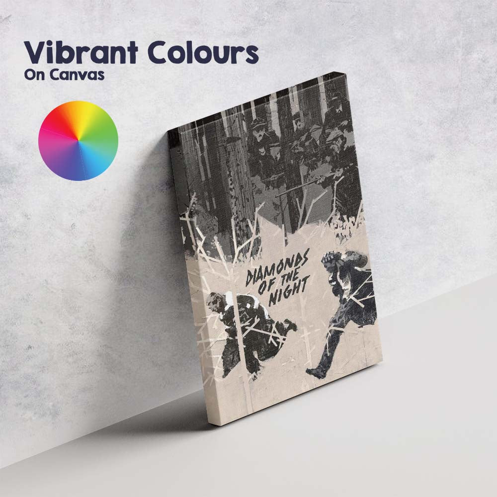 Monochrome Noir Chase Scene Expressionist Brushstroke Crime Thriller Artwork Canvas Wall Art Print Decor Picture Ready to Hang