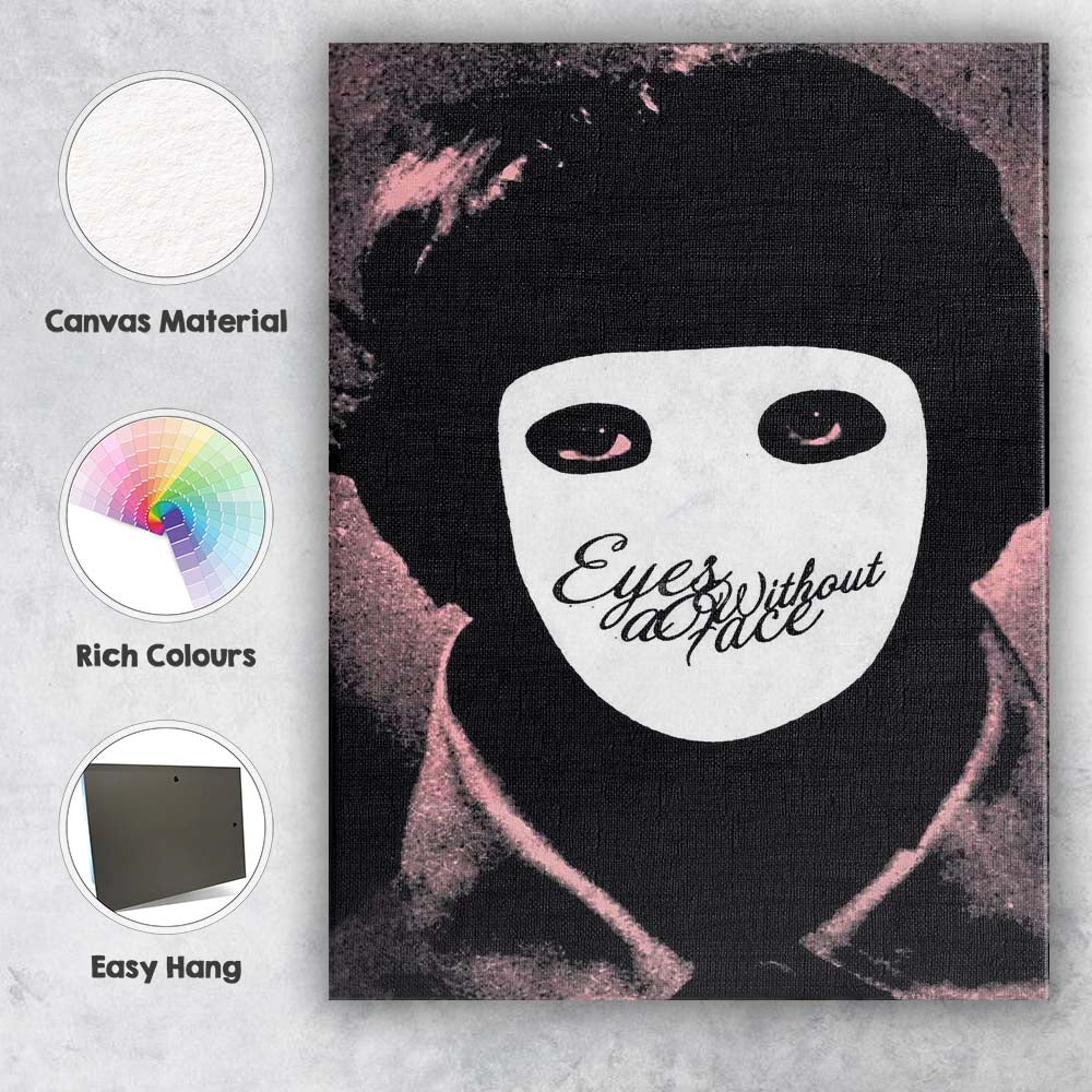Surreal Masked Face Gothic Horror Monochrome Pink Tint Artwork Canvas Wall Art Print Decor Picture Ready to Hang