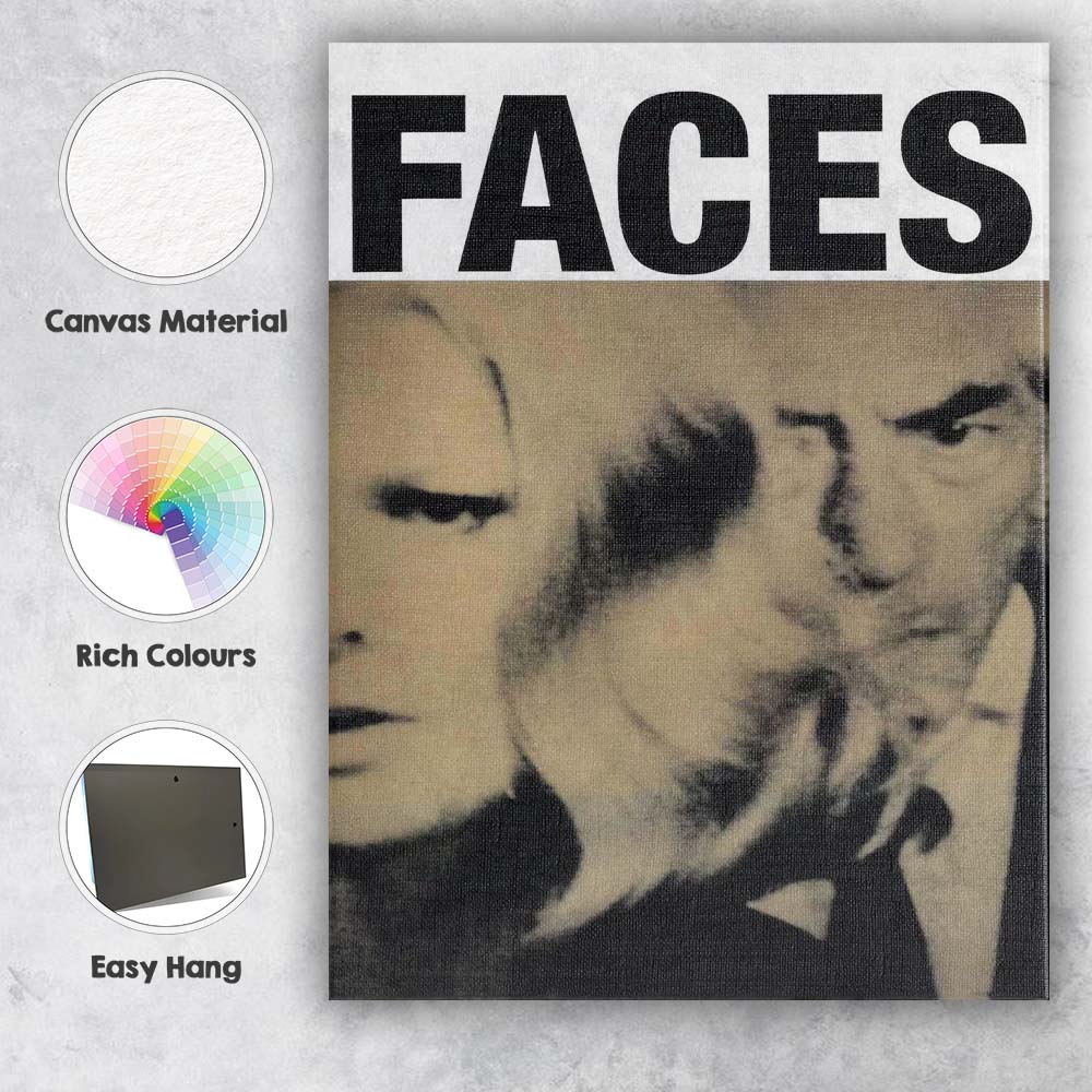 Minimalist Black And White Faces Contemporary Abstract Portrait Artwork Canvas Wall Art Print Decor Picture Ready to Hang