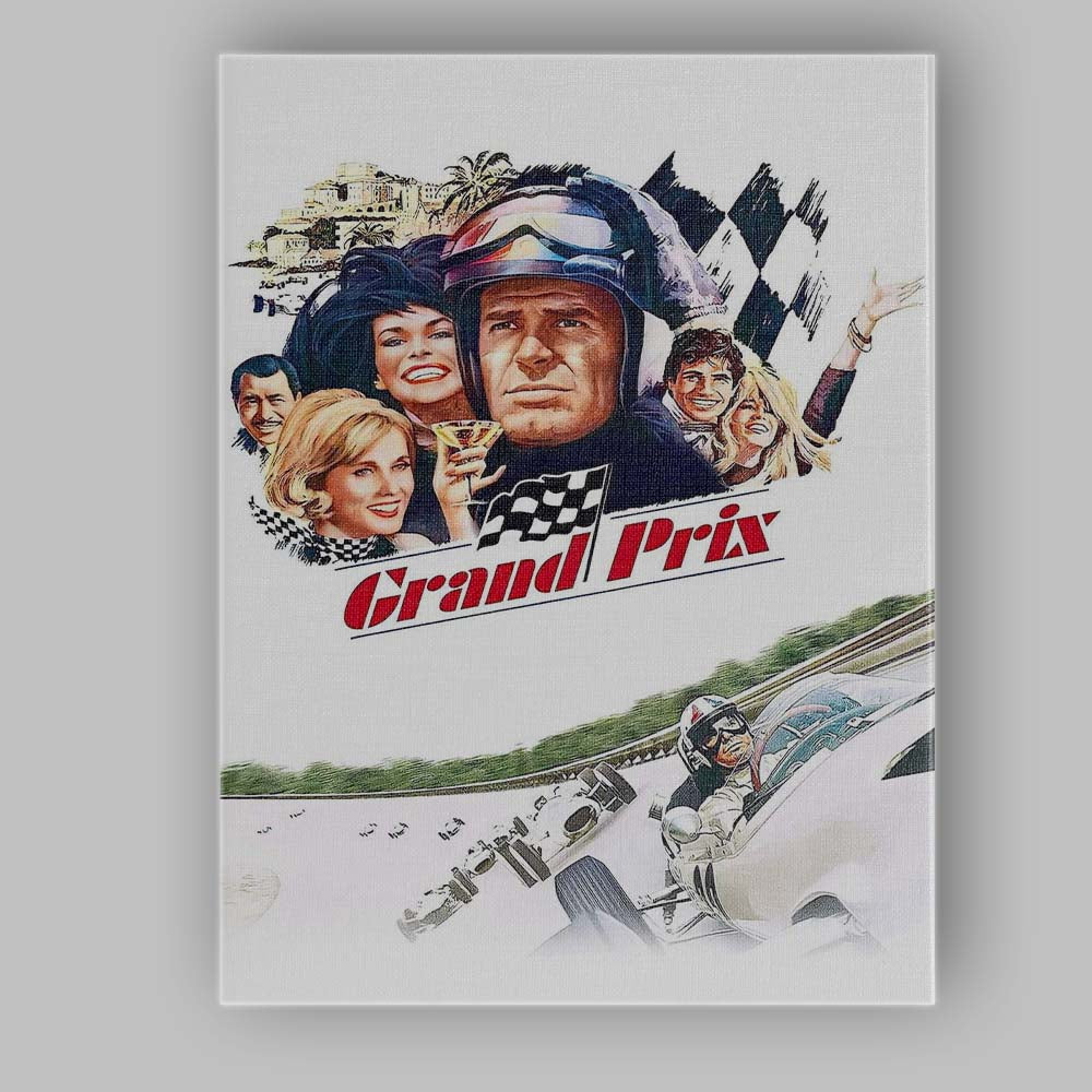 Retro Motor Racing Grand Prix Sports Illustration Poster Canvas Wall Art Print Decor Picture Ready to Hang