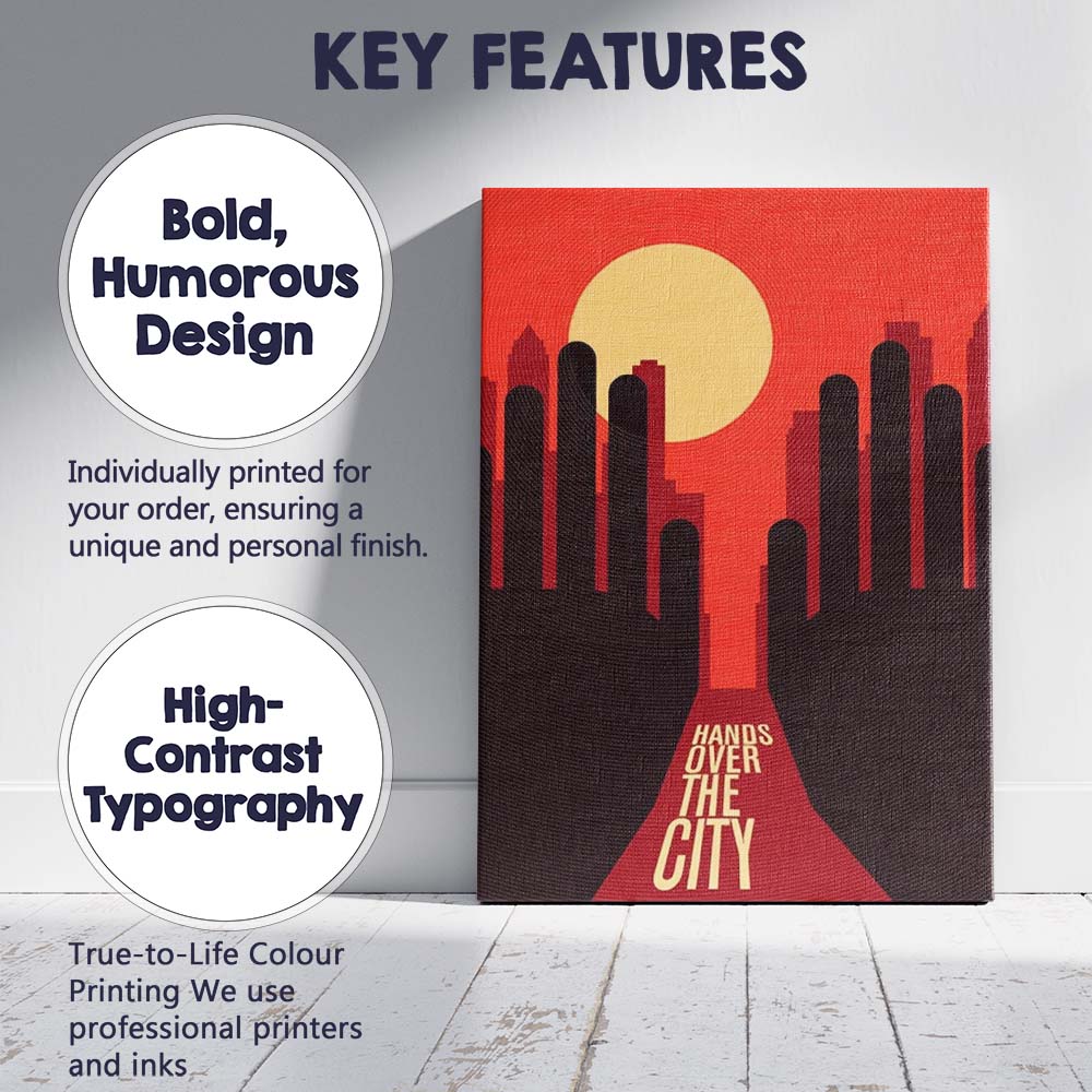 Abstract Red Orange City Skyline Sunset Graphic Design Canvas Wall Art Print Decor Picture Ready to Hang
