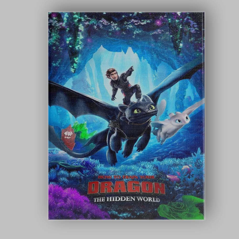 Fantasy Dragon Rider Glowing Crystal Cave Adventure Artwork Canvas Wall Art Print Decor Picture Ready to Hang