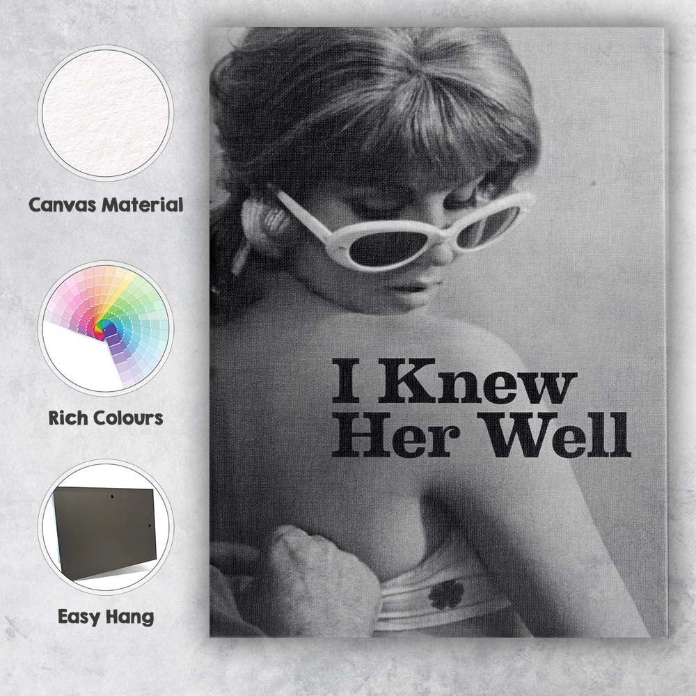Black And White Retro Fashion Portrait Chic Sunglasses Photography Canvas Wall Art Print Decor Picture Ready to Hang