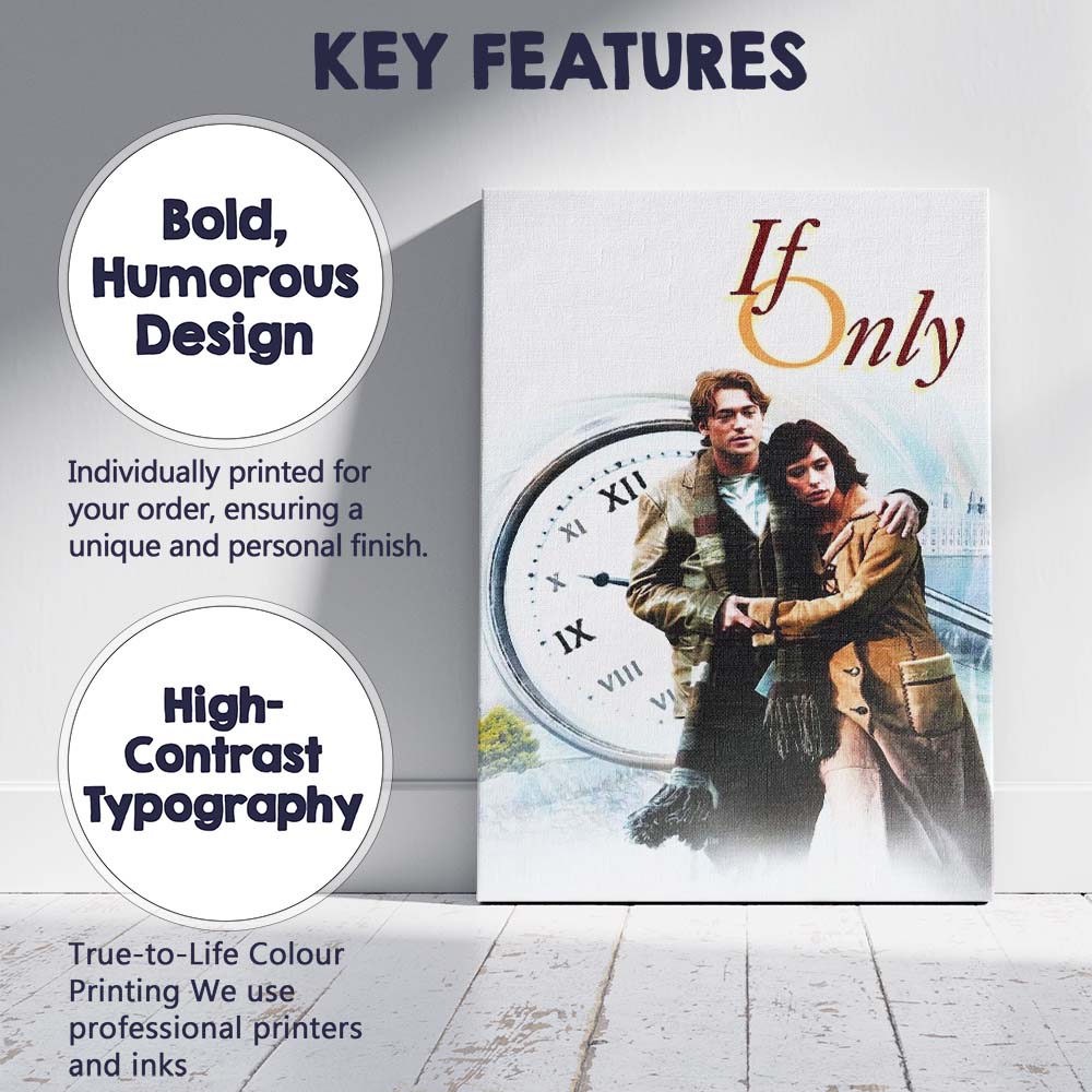 Romantic Time Travel Couple Large Clock Dreamy Drama Canvas Wall Art Print Decor Picture Ready to Hang