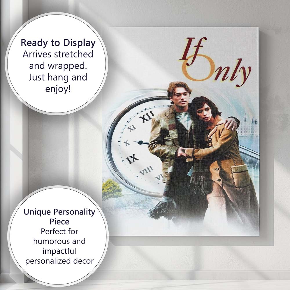 Romantic Time Travel Couple Large Clock Dreamy Drama Canvas Wall Art Print Decor Picture Ready to Hang