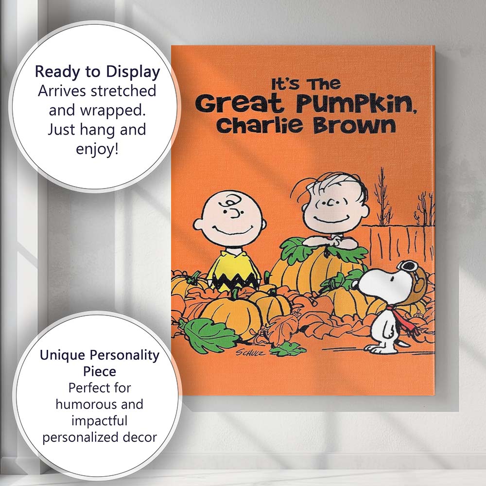 Orange Autumn Pumpkin Patch Cartoon Character Family Artwork Canvas Wall Art Print Decor Picture Ready to Hang