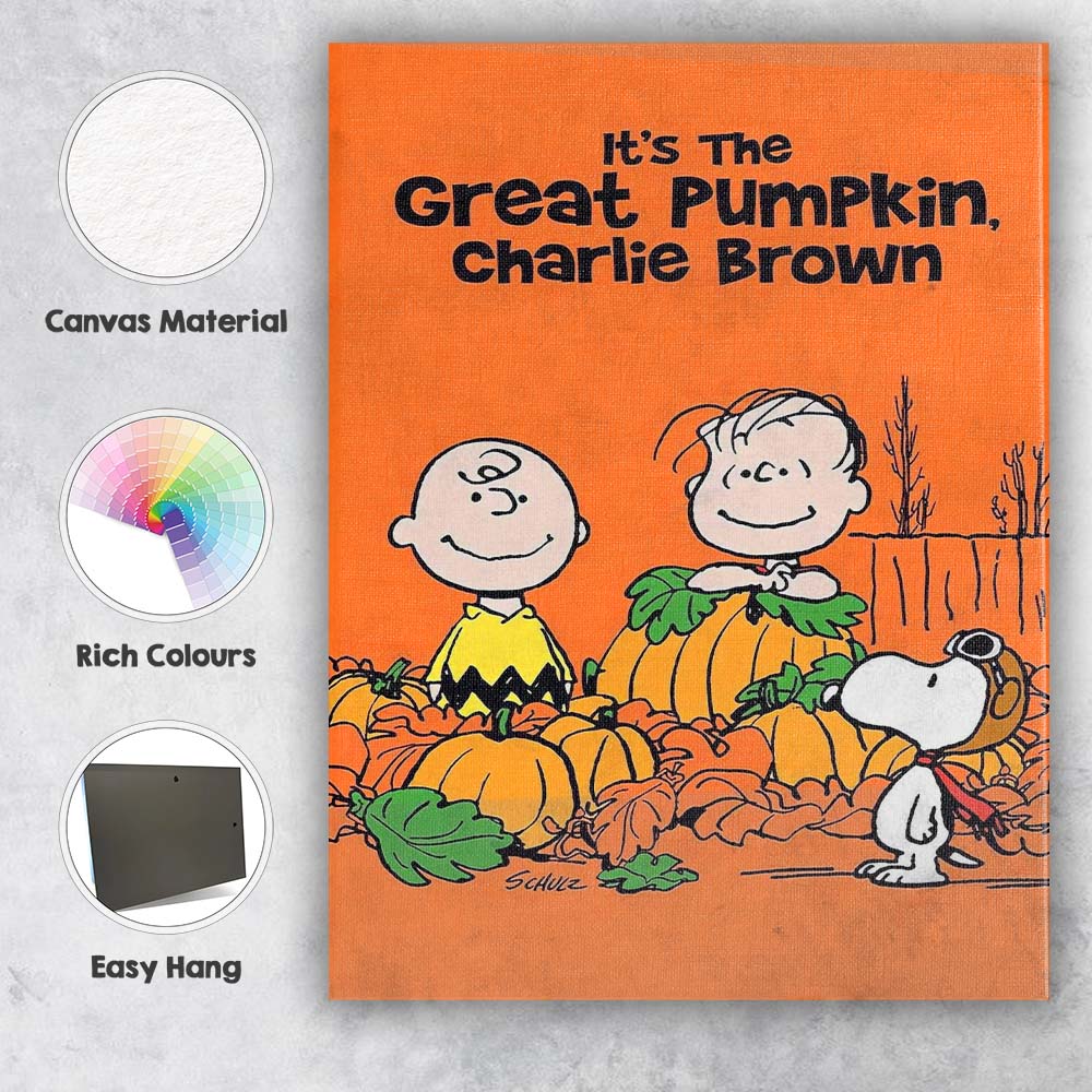 Orange Autumn Pumpkin Patch Cartoon Character Family Artwork Canvas Wall Art Print Decor Picture Ready to Hang