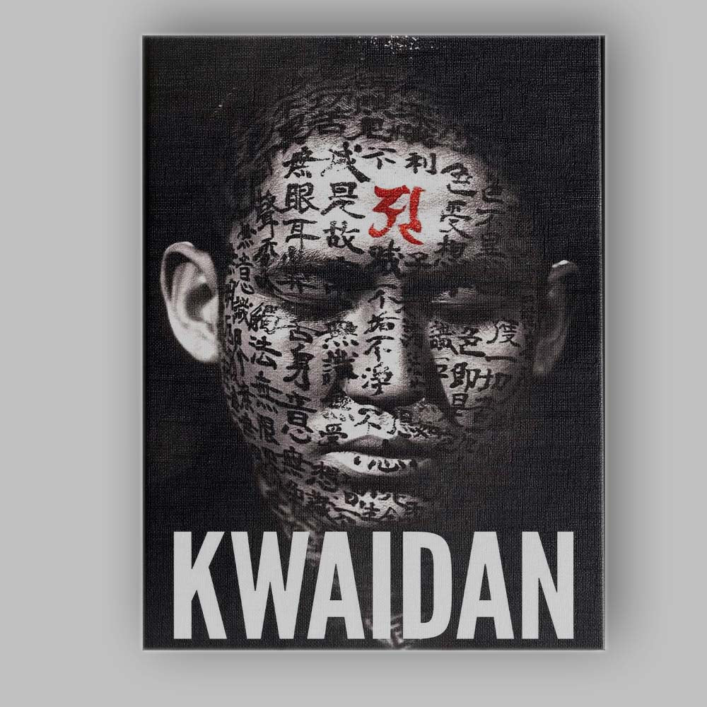 Black and White Japanese Calligraphy Face Portrait Dramatic Artwork Canvas Wall Art Print Decor Picture Ready to Hang