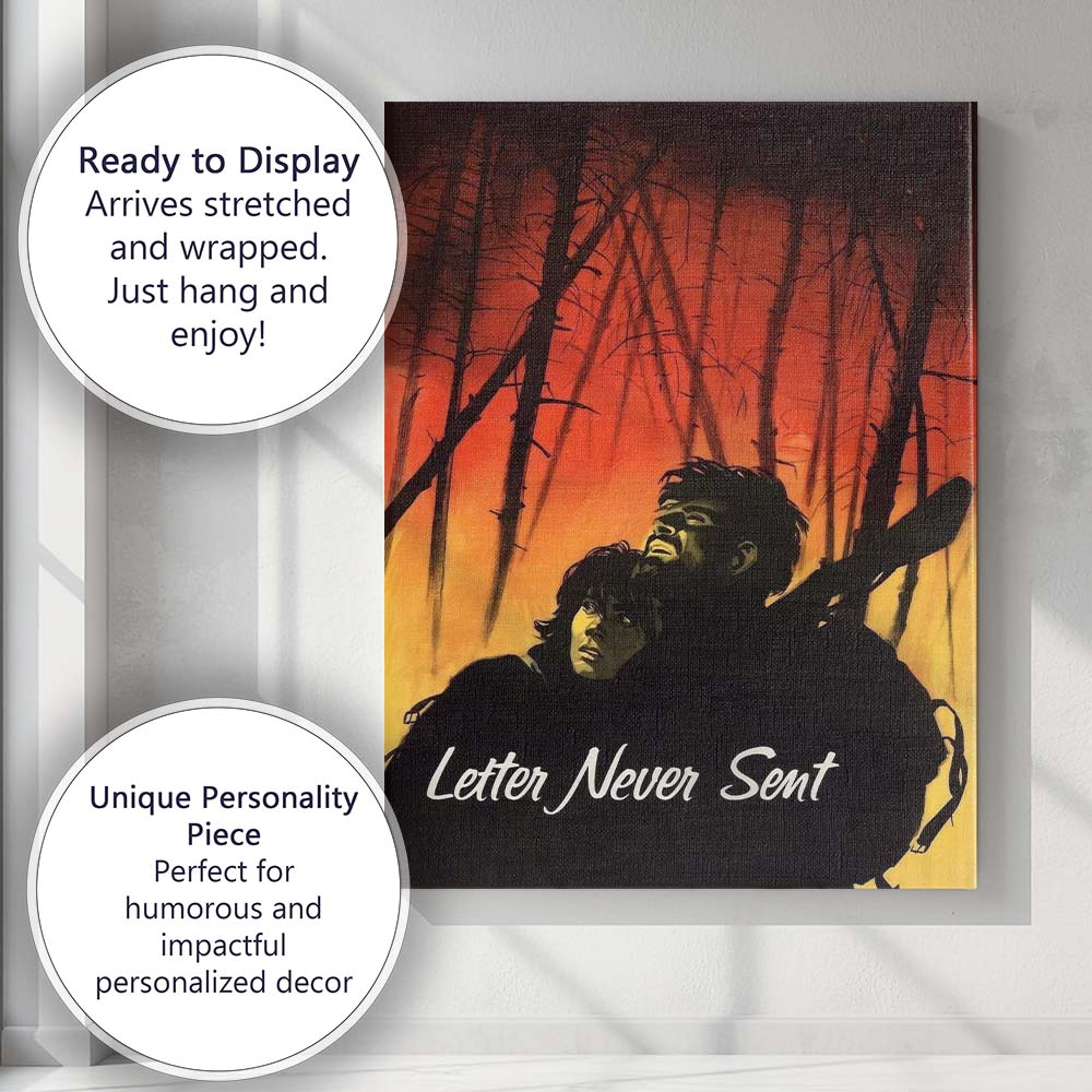 Dark Woodland Forest Fire Survival Drama Illustration Canvas Wall Art Print Decor Picture Ready to Hang