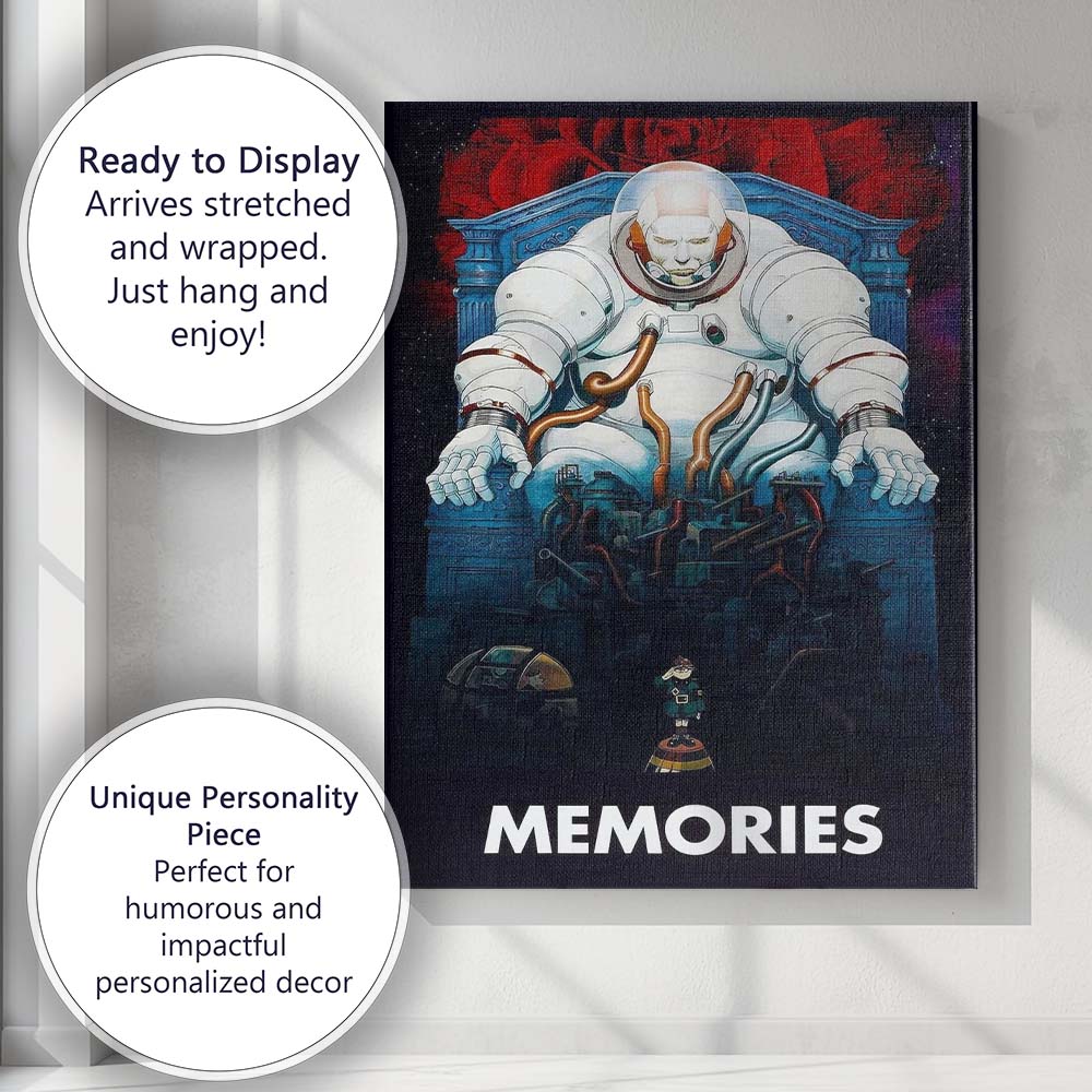 Retro Anime Science Fiction Astronaut Throne Surreal Illustration Canvas Wall Art Print Decor Picture Ready to Hang