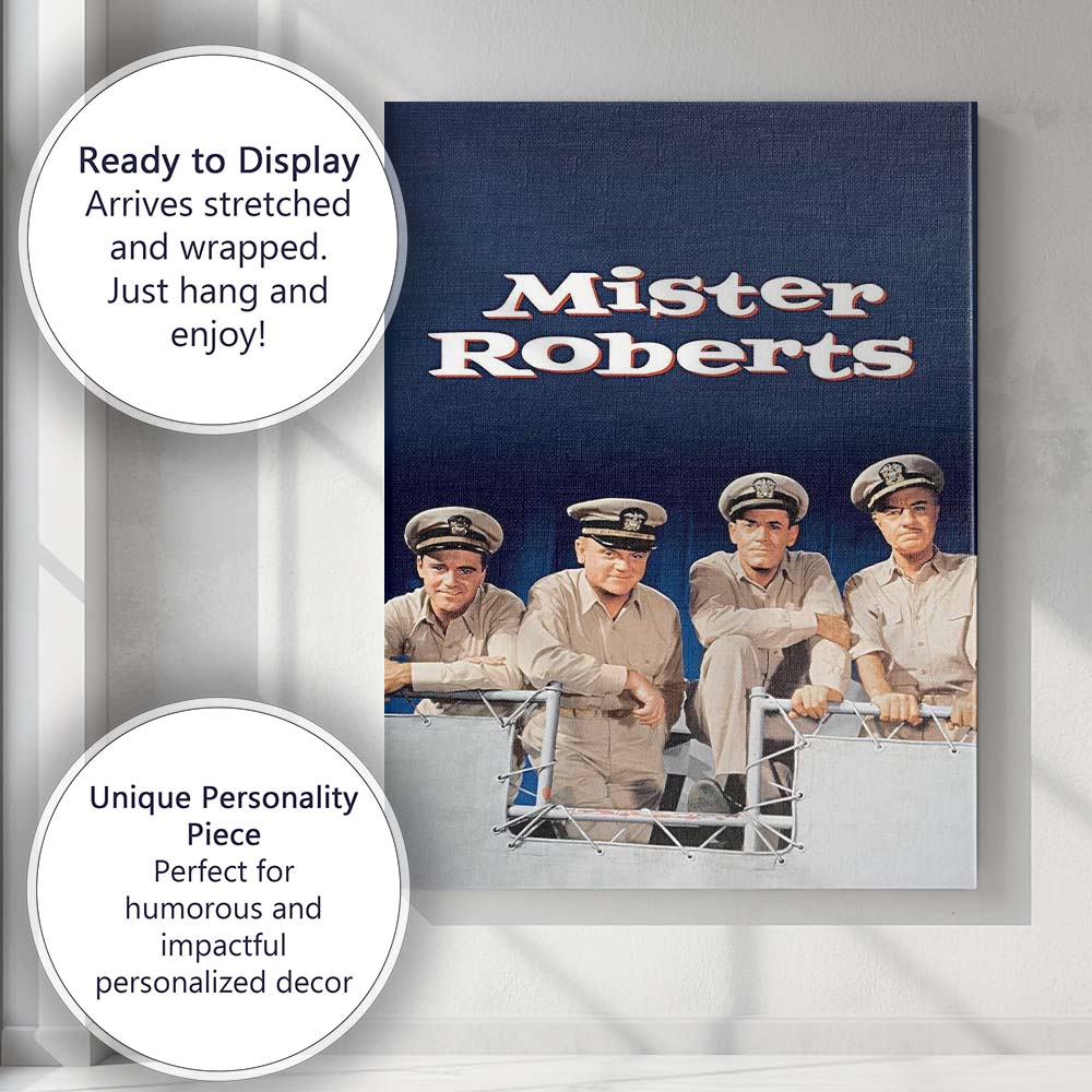 Classic Naval Comedy Film Cast Portrait Blue Background Canvas Wall Art Print Decor Picture Ready to Hang
