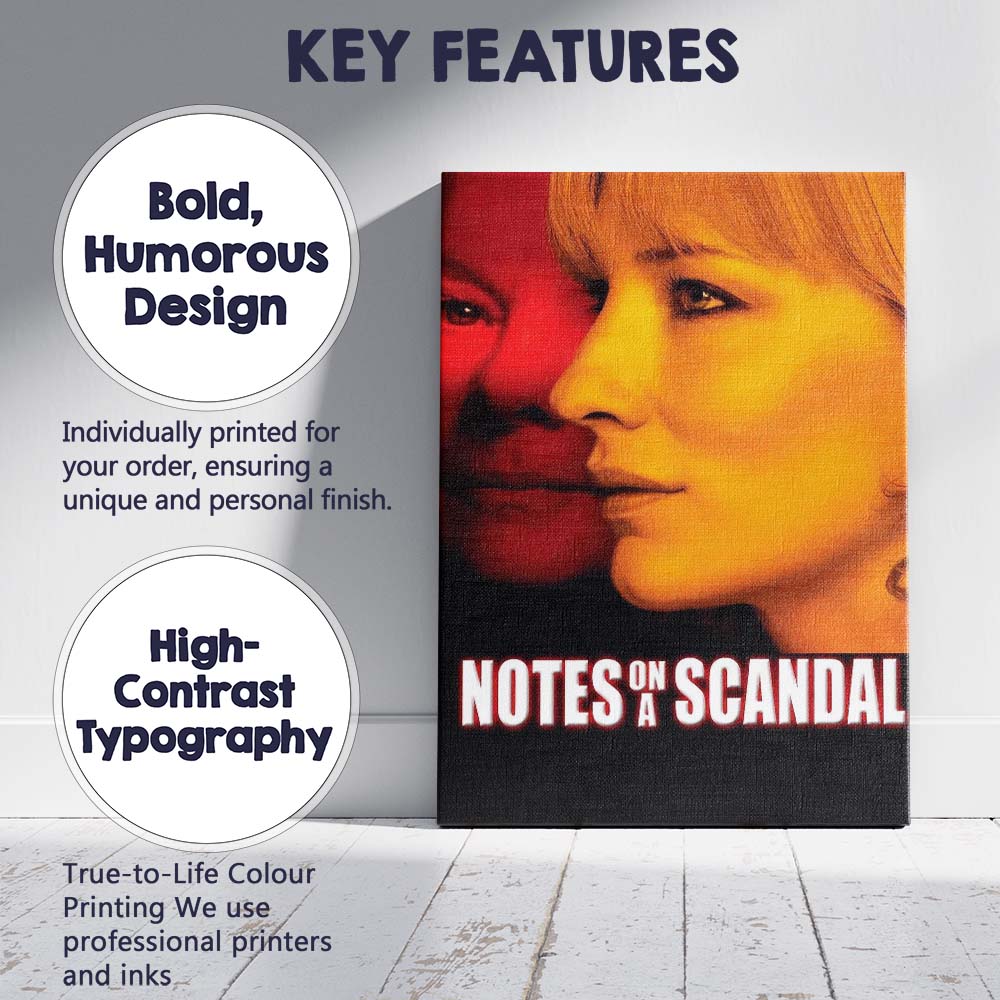 Red Yellow Duotone Female Profile Psychological Thriller Cinema Style Canvas Wall Art Print Decor Picture Ready to Hang