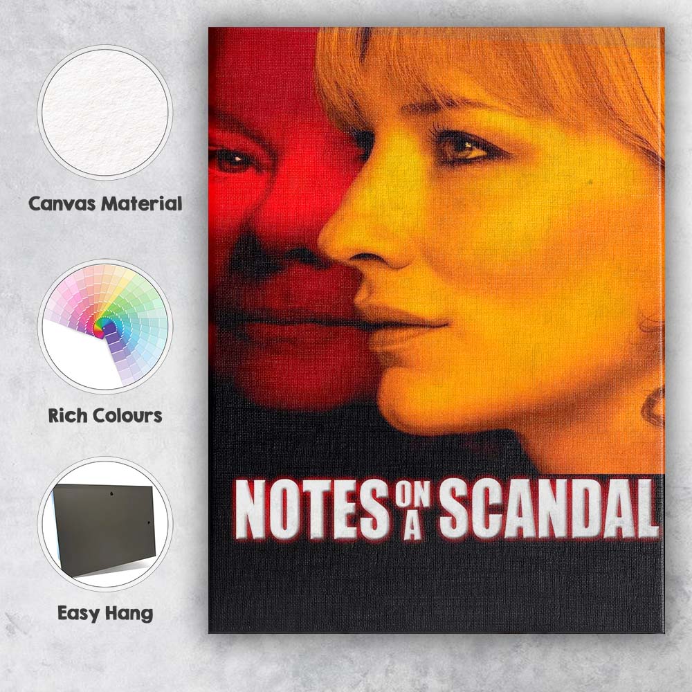 Red Yellow Duotone Female Profile Psychological Thriller Cinema Style Canvas Wall Art Print Decor Picture Ready to Hang
