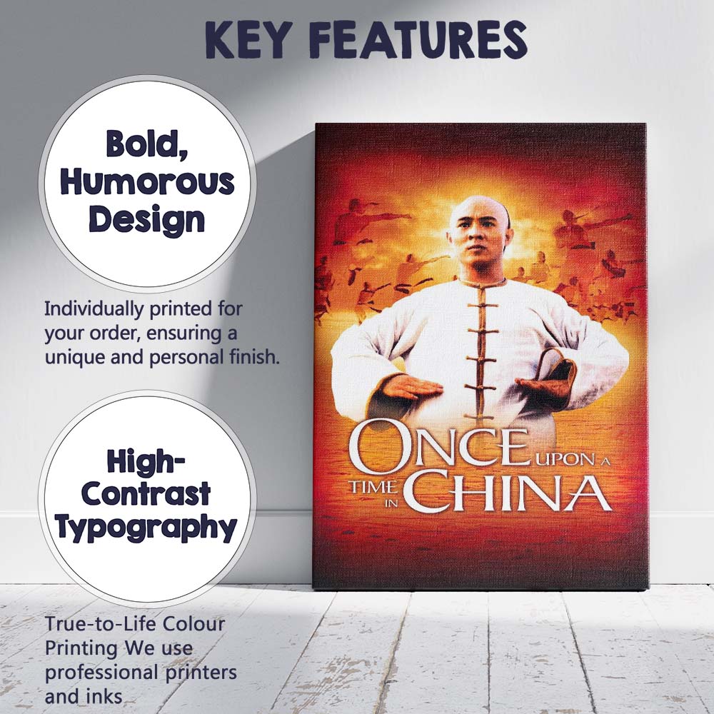 Martial Arts Master Traditional White Robe Fiery Orange Action Canvas Wall Art Print Decor Picture Ready to Hang