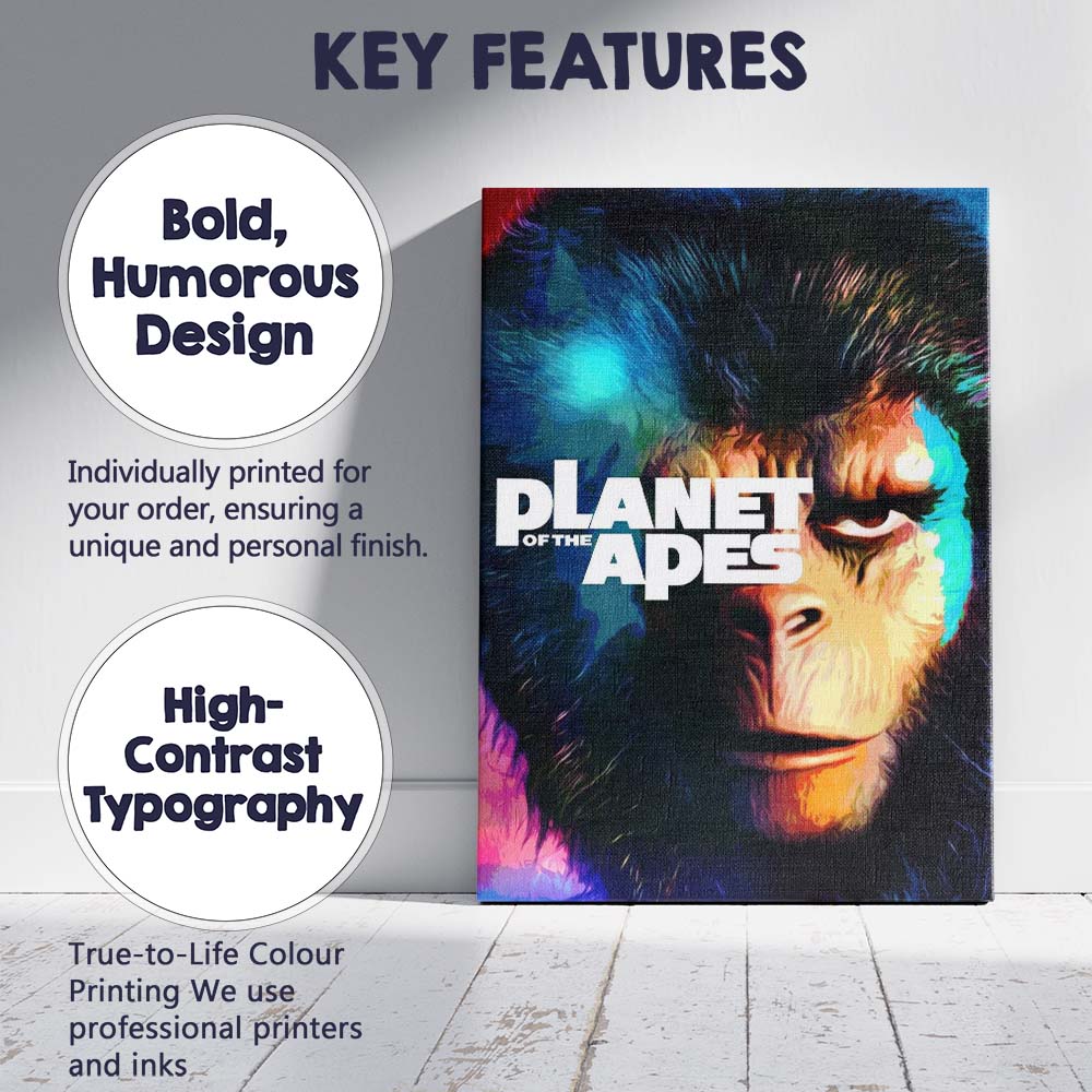 Colourful Pop Art Ape Portrait Modern Graphic Design Canvas Wall Art Print Decor Picture Ready to Hang