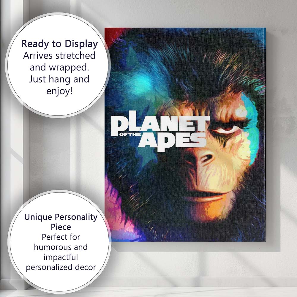 Colourful Pop Art Ape Portrait Modern Graphic Design Canvas Wall Art Print Decor Picture Ready to Hang