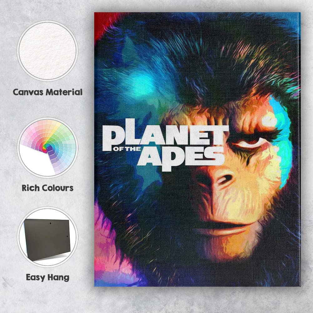 Colourful Pop Art Ape Portrait Modern Graphic Design Canvas Wall Art Print Decor Picture Ready to Hang