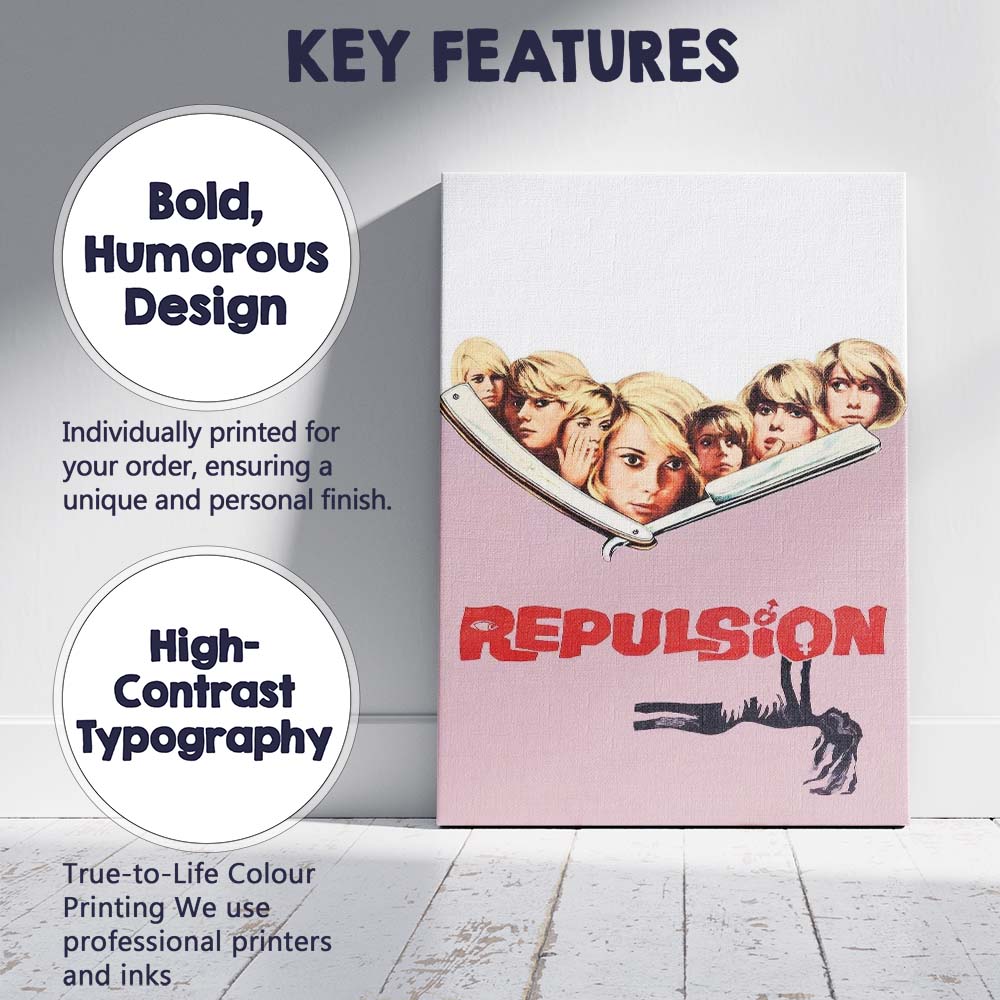 Repulsion Surreal Psychological Horror Blonde Woman Razor Artwork Canvas Wall Art Print Decor Picture Ready to Hang
