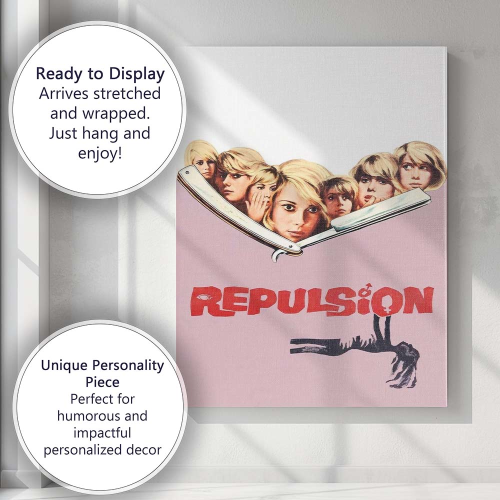 Repulsion Surreal Psychological Horror Blonde Woman Razor Artwork Canvas Wall Art Print Decor Picture Ready to Hang