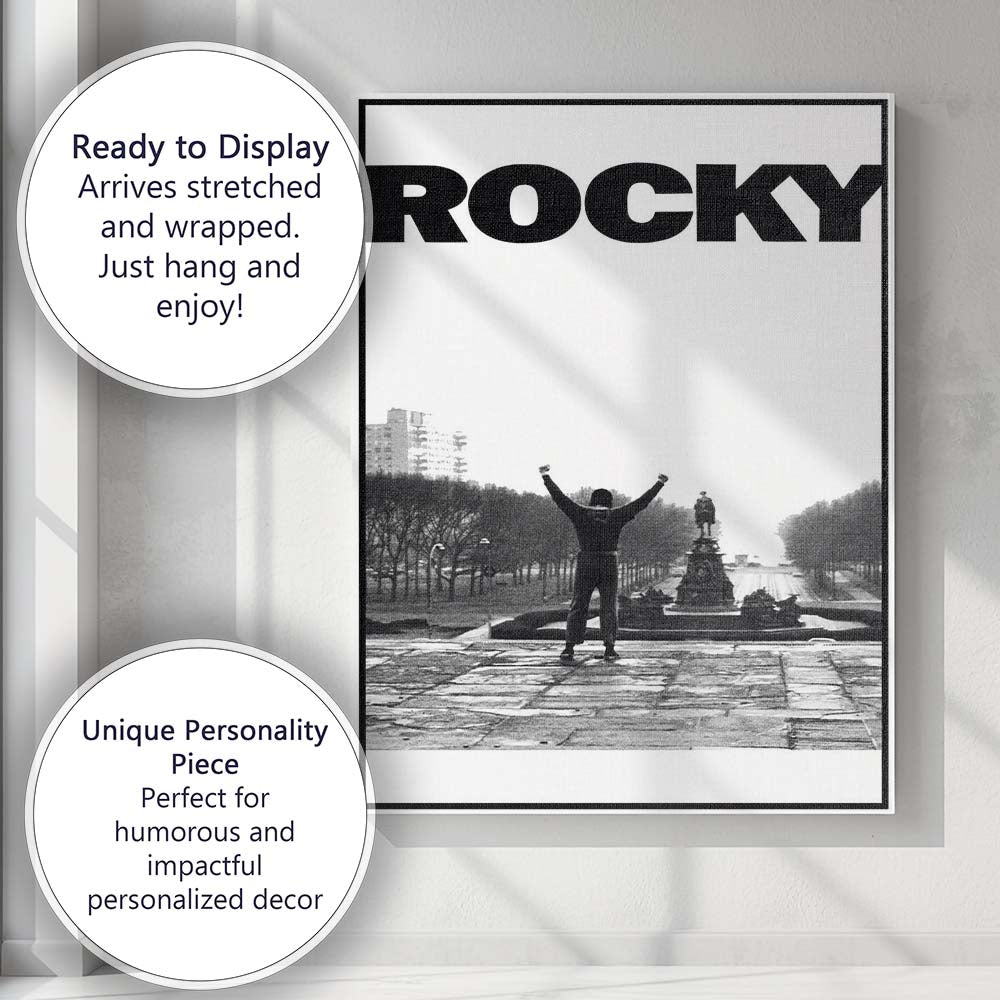 Black And White Inspirational Boxer Victory Urban Landmark Canvas Wall Art Print Decor Picture Ready to Hang