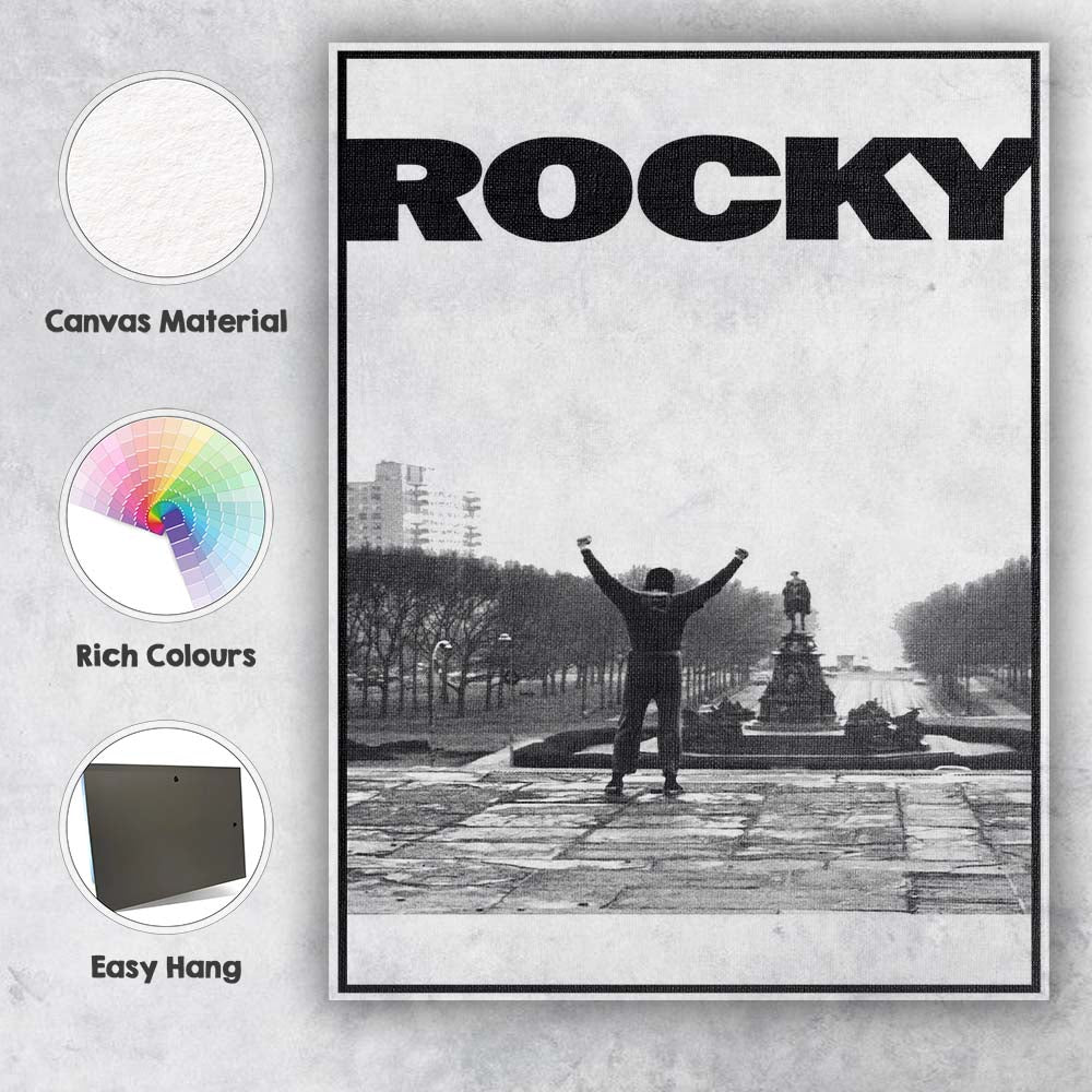 Black And White Inspirational Boxer Victory Urban Landmark Canvas Wall Art Print Decor Picture Ready to Hang