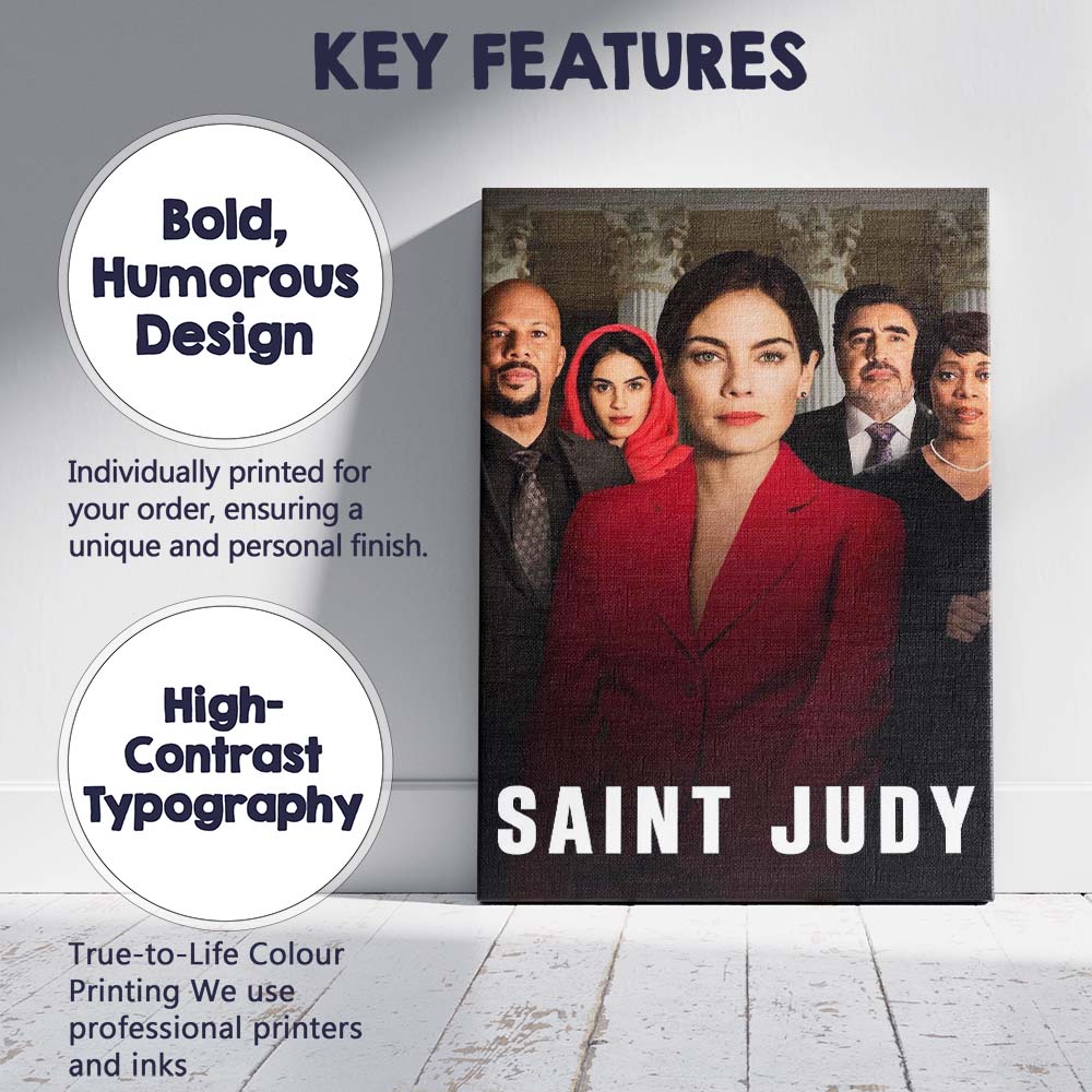 Saint Judy Courtroom Justice Drama Red Suit Character Portrait Canvas Wall Art Print Decor Picture Ready to Hang
