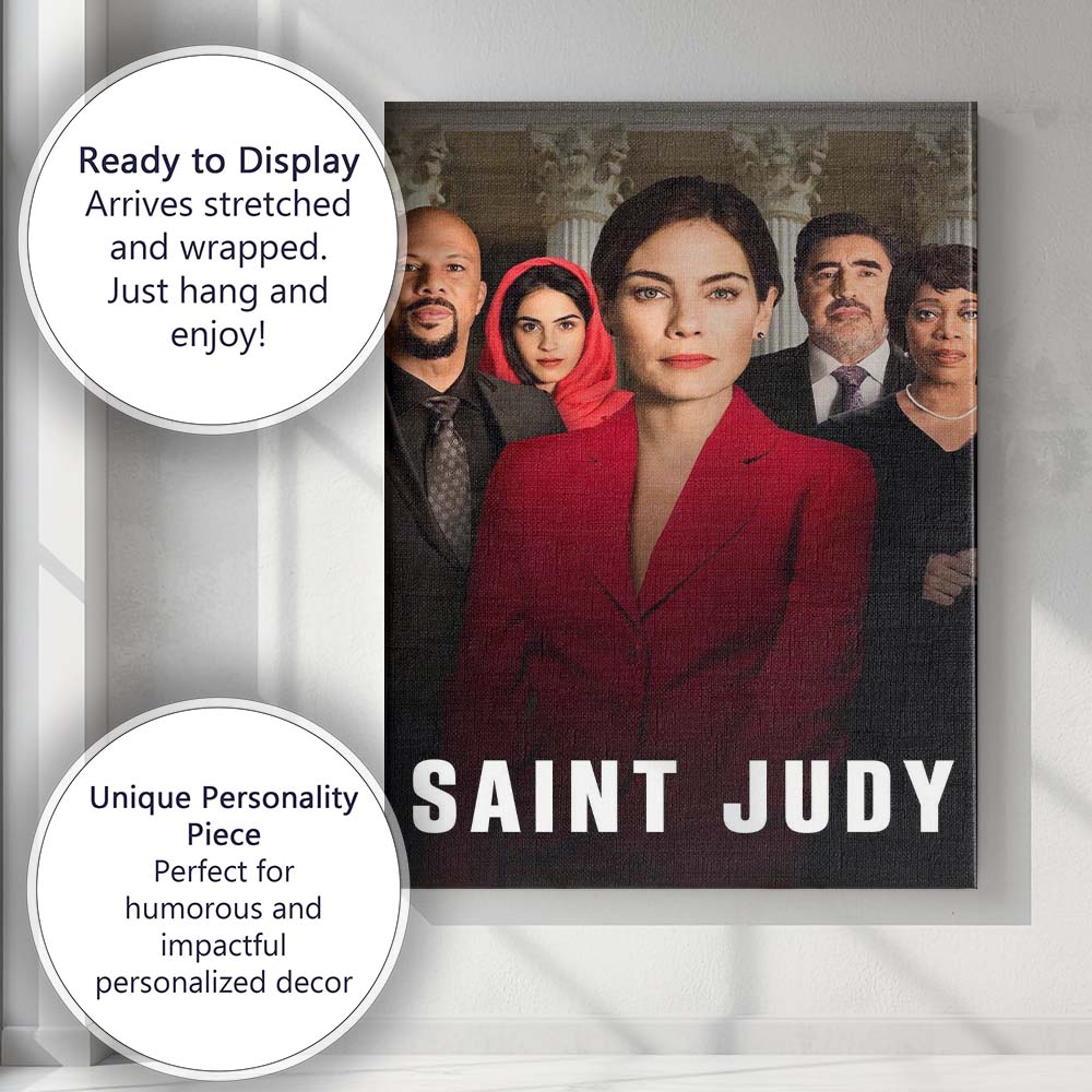 Saint Judy Courtroom Justice Drama Red Suit Character Portrait Canvas Wall Art Print Decor Picture Ready to Hang