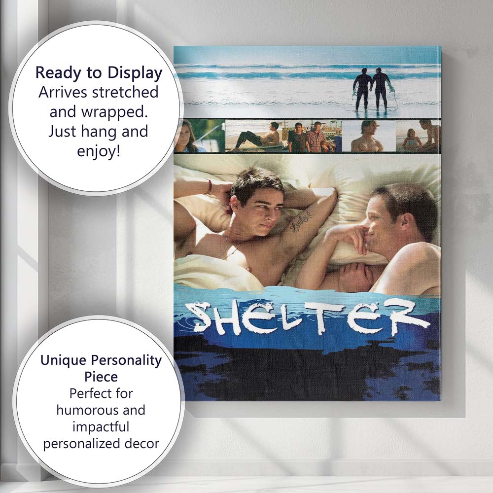 Coastal Romantic Drama Ocean Surfing Couple Contemporary Film Art Canvas Wall Art Print Decor Picture Ready to Hang