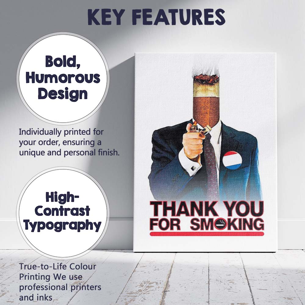 Satirical Smoking Lobbyist Conceptual Film Poster Graphic Pop Art Design Canvas Wall Art Print Decor Picture Ready to Hang
