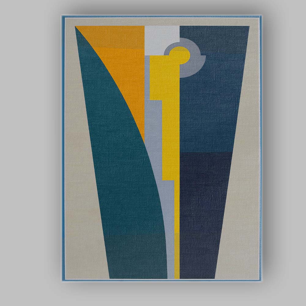 Contemporary Geometric Keyhole Design Teal and Navy Abstract Canvas Wall Art Print Decor Picture Ready to Hang