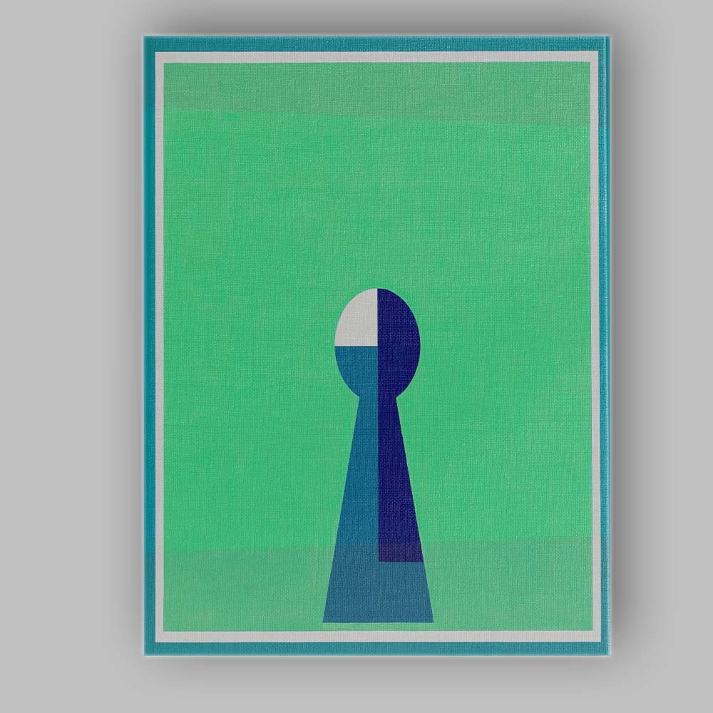 Modern Keyhole Motif Mint Green and Blue Geometric Abstract Canvas Wall Art Print Decor Picture Ready to Hang