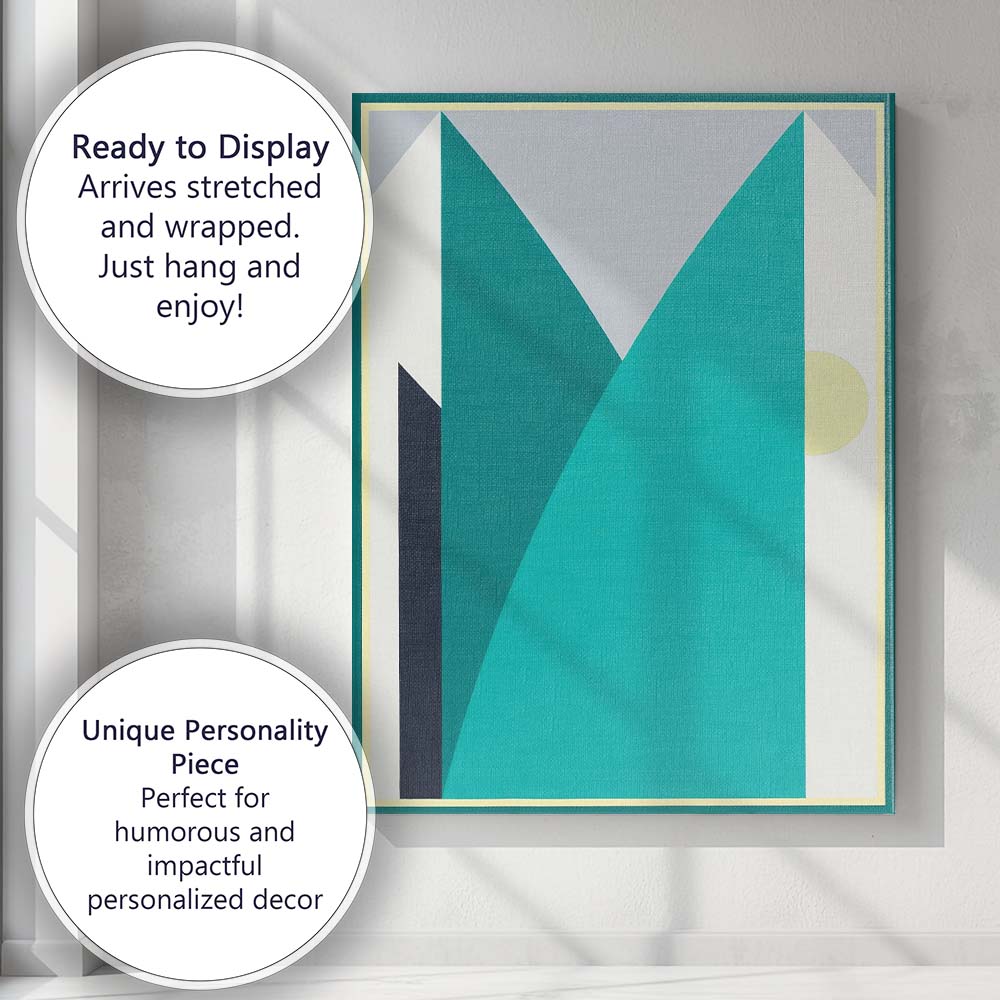 Teal Mountain Forms Geometric Abstract Landscape Canvas Wall Art Print Decor Picture Ready to Hang