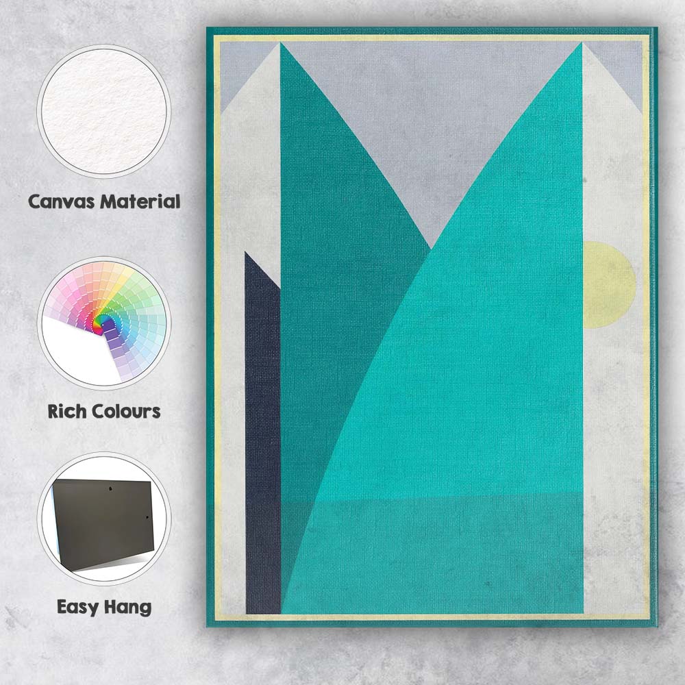 Teal Mountain Forms Geometric Abstract Landscape Canvas Wall Art Print Decor Picture Ready to Hang