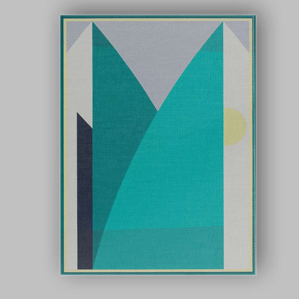 Teal Mountain Forms Geometric Abstract Landscape Canvas Wall Art Print Decor Picture Ready to Hang